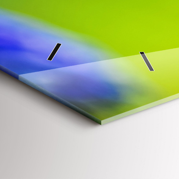 Horizontální hodiny na skle Modré květiny