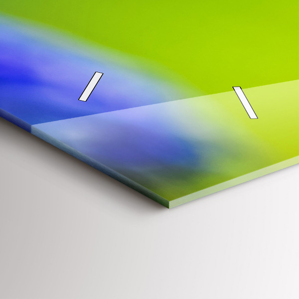 Horizontální hodiny na skle Modré květiny