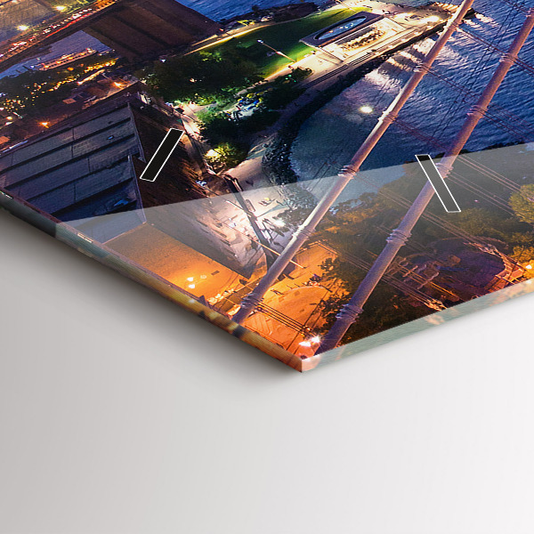 Horizontální skleněné hodiny na stěnu New York a západ slunce