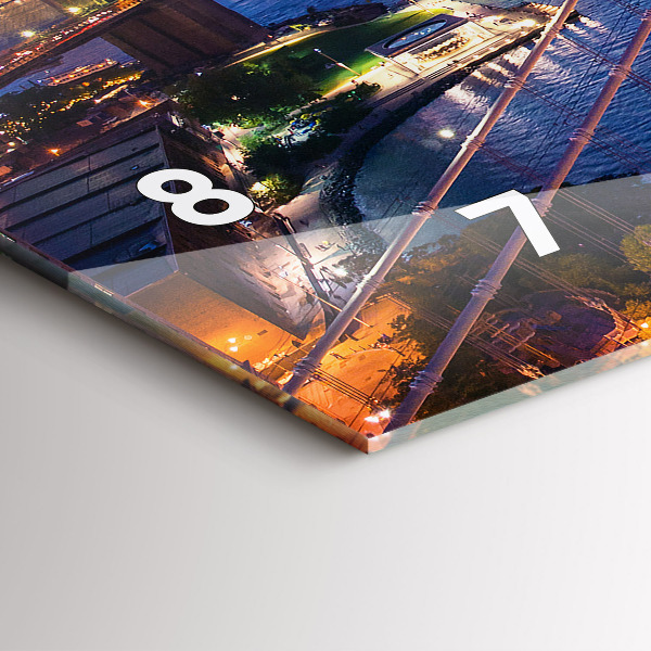 Horizontální skleněné hodiny na stěnu New York a západ slunce