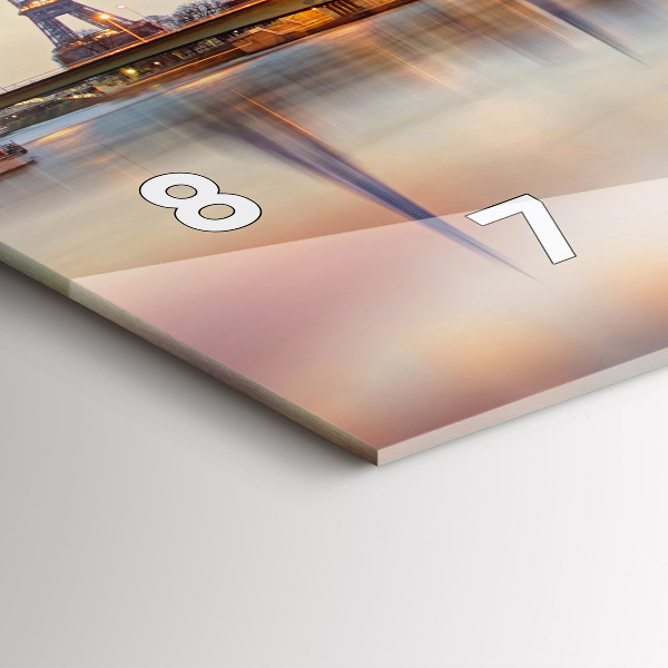 Horizontální skleněné hodiny na stěnu Panorama s Eiffelovou věží