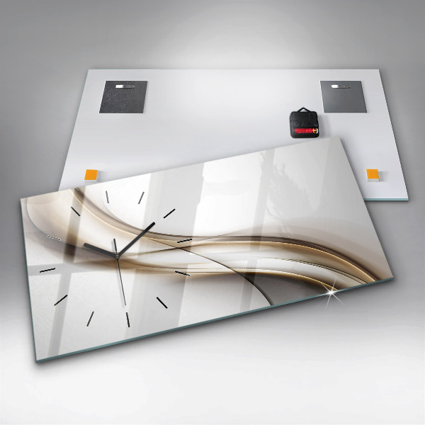 Horizontální hodiny na skle Abstraktní linie