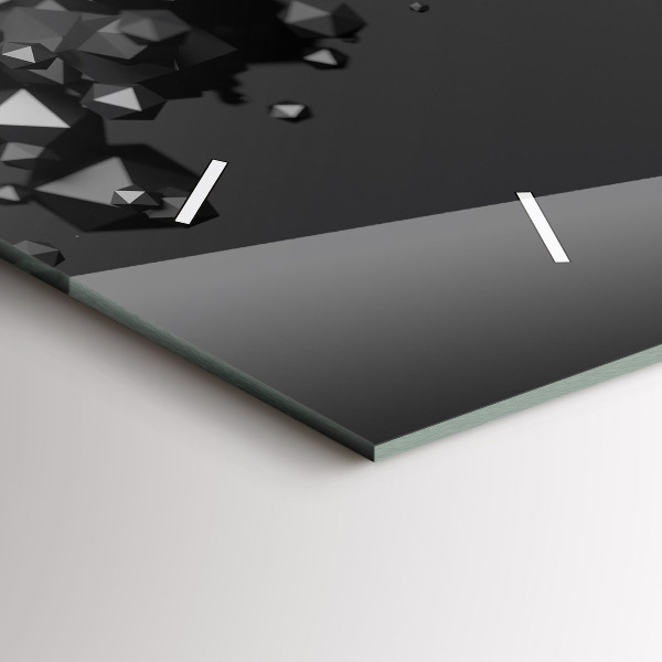 Horizontální hodiny na skle Černá abstrakce