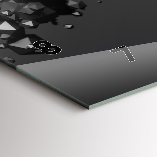 Horizontální hodiny na skle Černá abstrakce