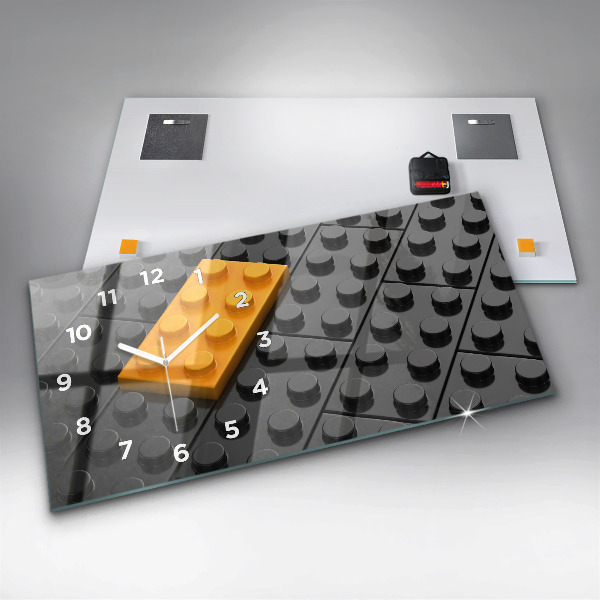 Horizontální hodiny na skle Kvádry na hraní