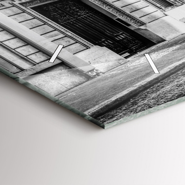 Horizontální hodiny na skle Staré auto město