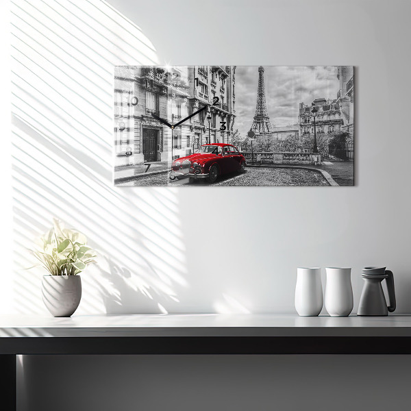 Horizontální hodiny na skle Staré auto město