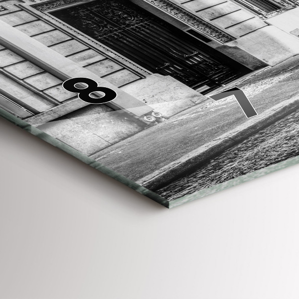 Horizontální hodiny na skle Staré auto město