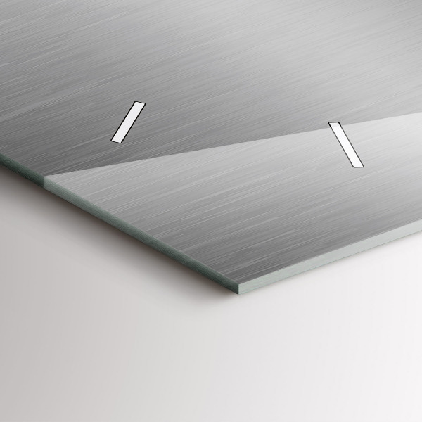 Horizontální skleněné hodiny na stěnu Šedá kovová abstrakce