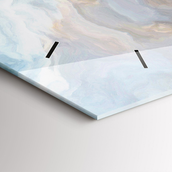 Horizontální skleněné hodiny na stěnu Mramorový vzor