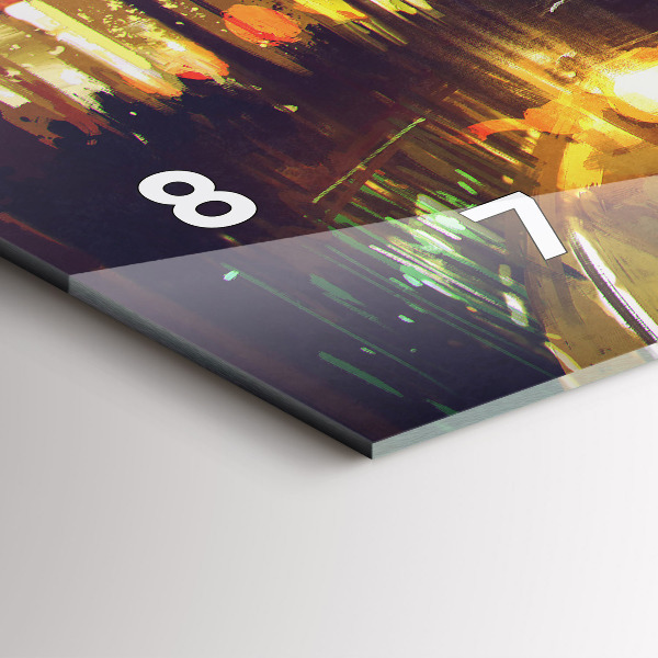 Horizontální hodiny na skle Malované město