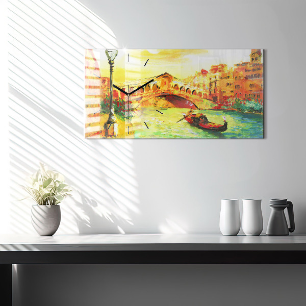 Horizontální hodiny na skle Benátský most Rialto