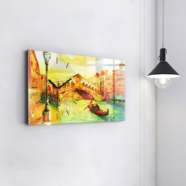 Horizontální hodiny na skle Benátský most Rialto