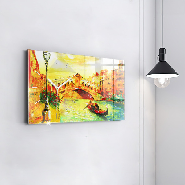 Horizontální hodiny na skle Benátský most Rialto