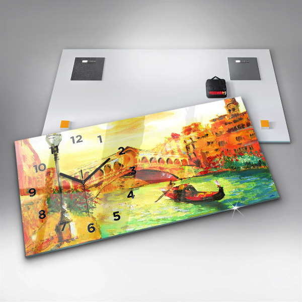 Horizontální hodiny na skle Benátský most Rialto