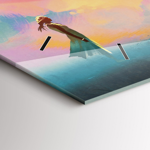 Horizontální hodiny na skle Platonická láska