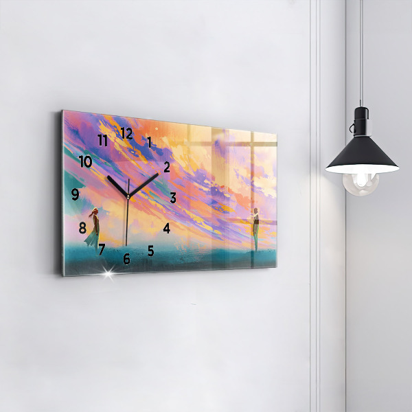 Horizontální hodiny na skle Platonická láska