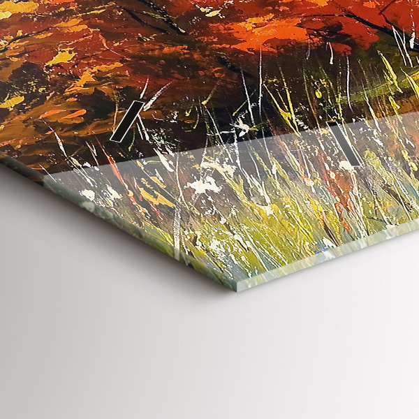 Horizontální hodiny na skle Podzimní krajina s řekou