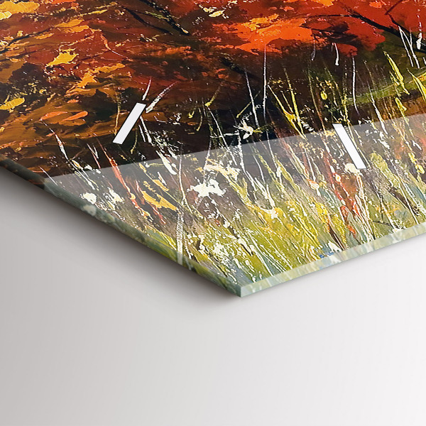 Horizontální hodiny na skle Podzimní krajina s řekou