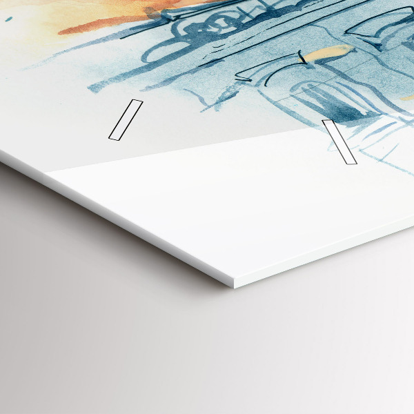 Horizontální hodiny na skle Lidé na akvarelu