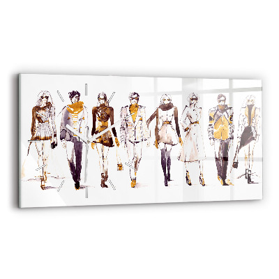 Horizontální hodiny na skle Žena a muž