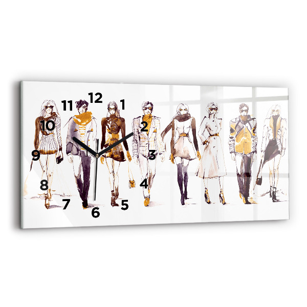 Horizontální hodiny na skle Žena a muž