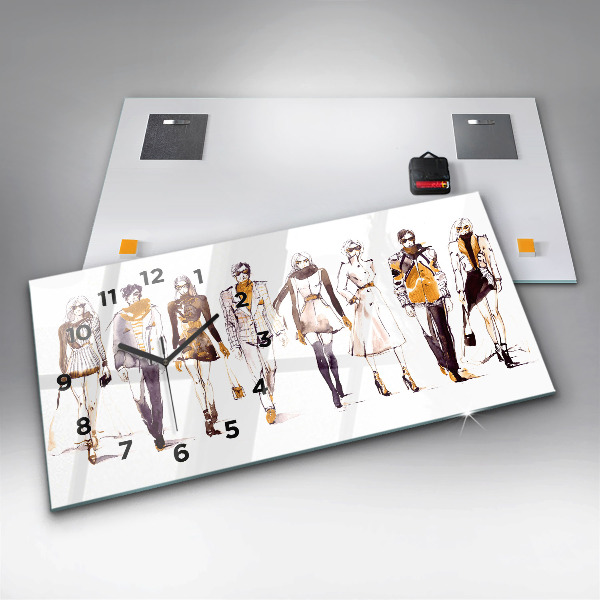 Horizontální hodiny na skle Žena a muž