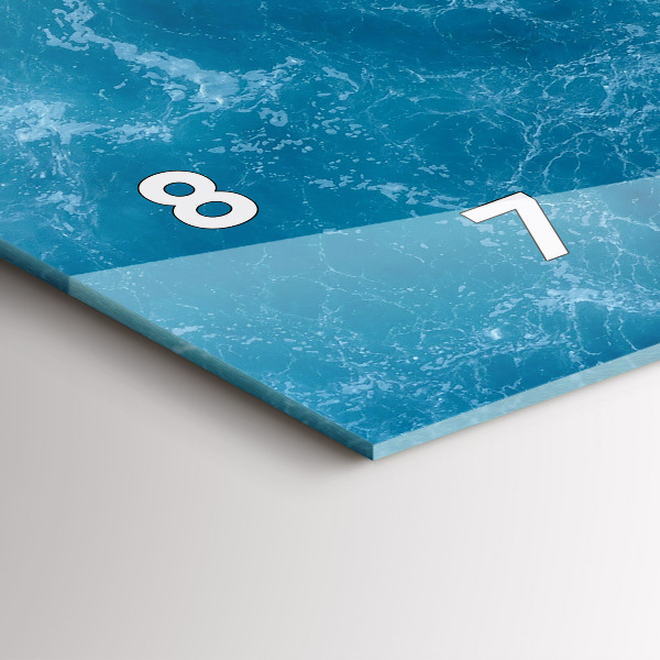 Horizontální hodiny na skle Mořská voda