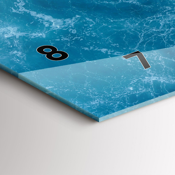 Horizontální hodiny na skle Mořská voda