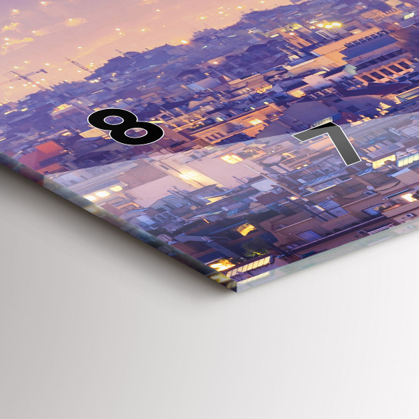 Horizontální hodiny na skle Pohled na Barcelonu