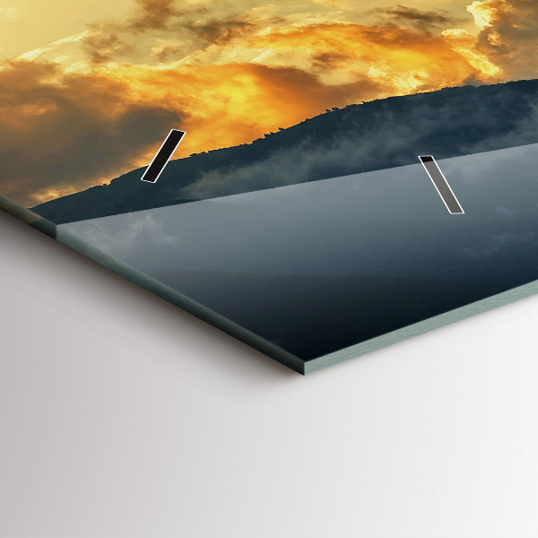 Horizontální hodiny na skle Let balonu v oblacích