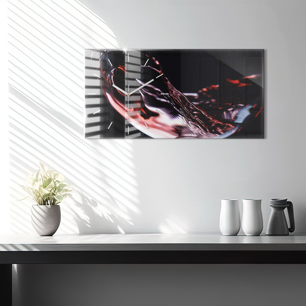 Horizontální hodiny na skle Sklenice vína