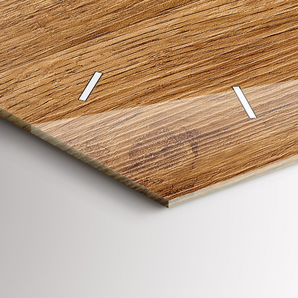 Horizontální hodiny na skle Světlé dřevo