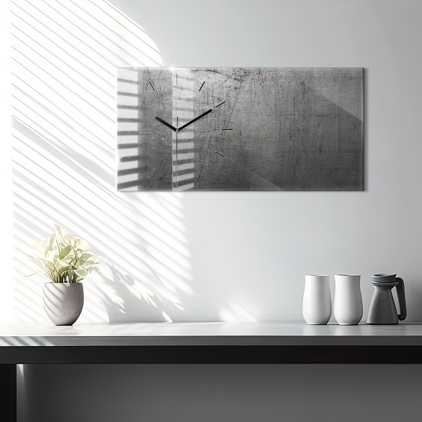 Horizontální hodiny na skle Kovová zeď