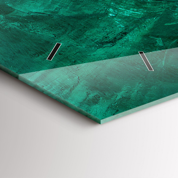 Horizontální hodiny na skle Smaragdová stěna