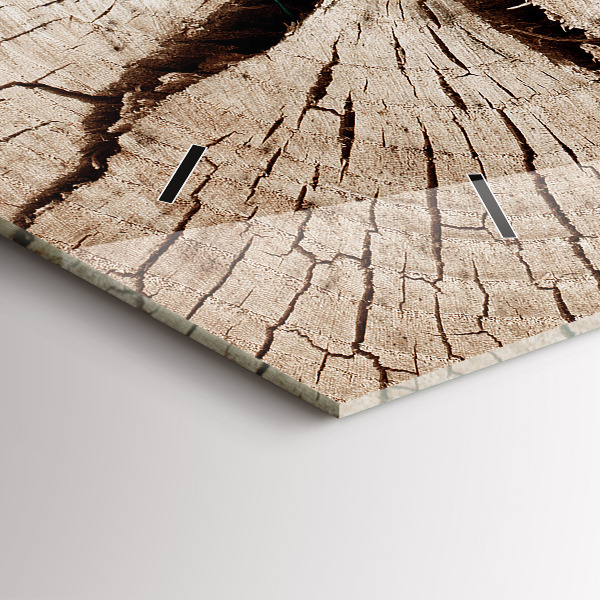 Horizontální hodiny na skle Kmen starého dřeva