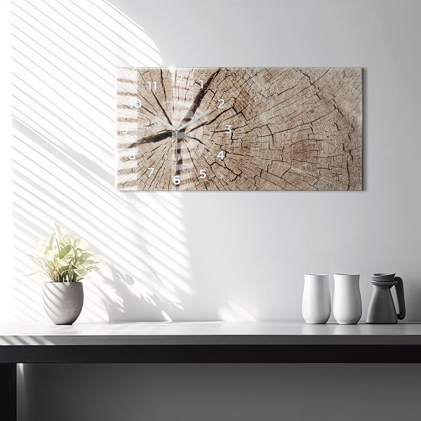 Horizontální hodiny na skle Kmen starého dřeva