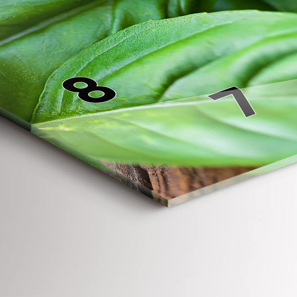 Horizontální skleněné hodiny na stěnu Listy bazalky