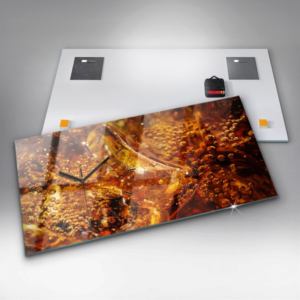 Horizontální skleněné hodiny na stěnu Detail nápoje