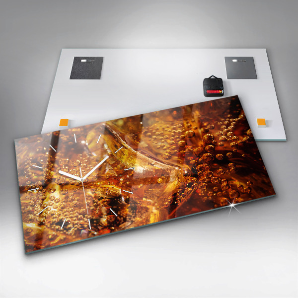 Horizontální skleněné hodiny na stěnu Detail nápoje