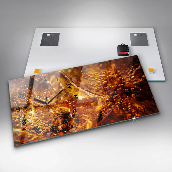 Horizontální skleněné hodiny na stěnu Detail nápoje