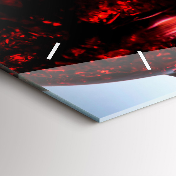 Horizontální skleněné hodiny na stěnu Sklenice na víno