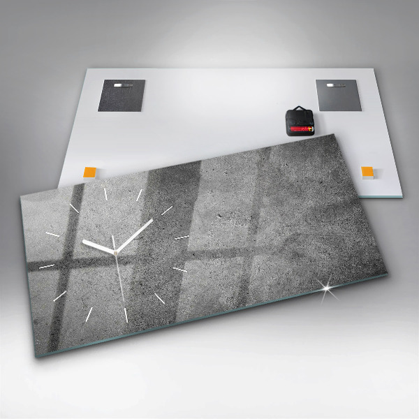 Horizontální skleněné hodiny na stěnu Průmyslová zeď