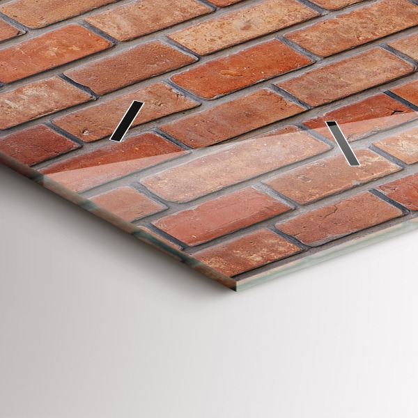 Horizontální skleněné hodiny na stěnu Cihlová zeď