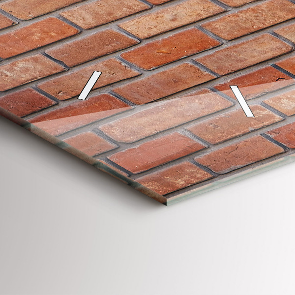 Horizontální skleněné hodiny na stěnu Cihlová zeď