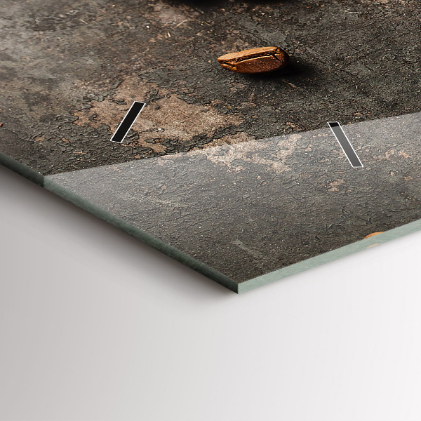 Horizontální skleněné hodiny na stěnu Pytel kávových zrn