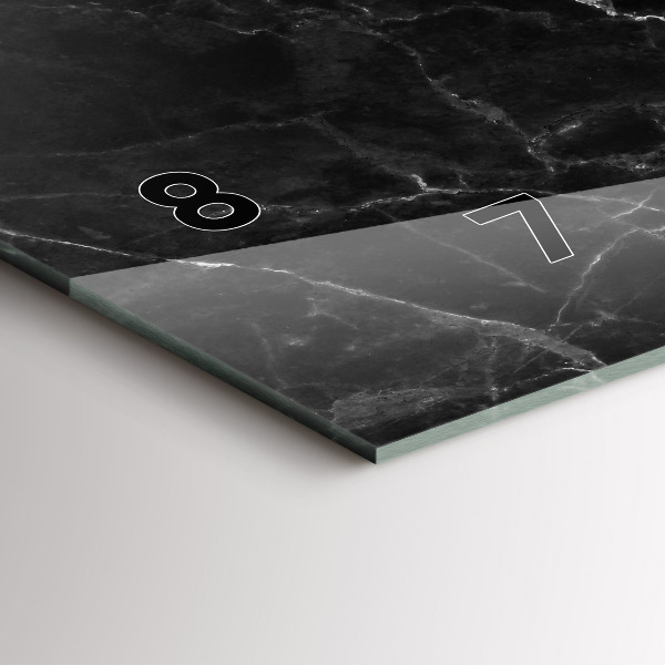 Horizontální skleněné hodiny na stěnu Tmavý mramor