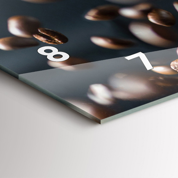 Horizontální skleněné hodiny na stěnu Kávová zrna