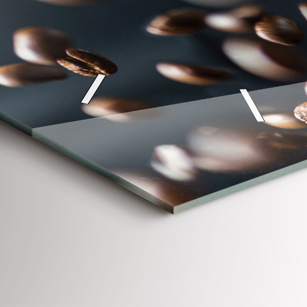 Horizontální skleněné hodiny na stěnu Kávová zrna