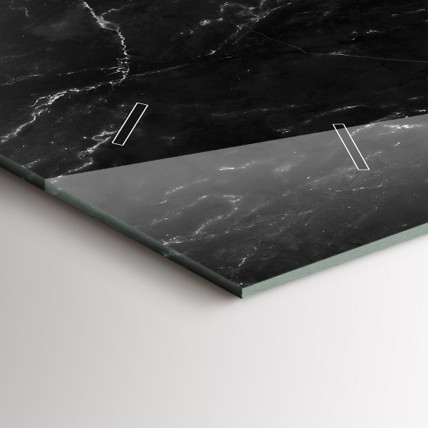 Horizontální skleněné hodiny na stěnu Černý mramor